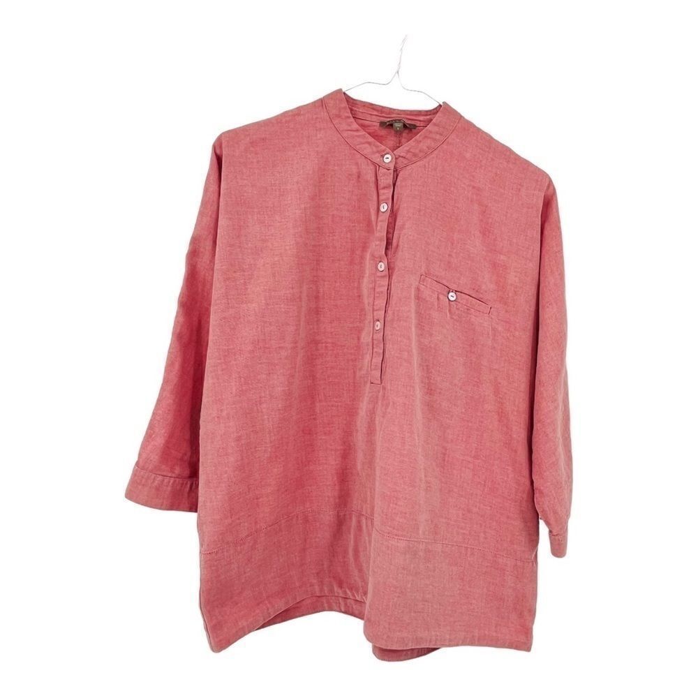 Lilla P Oxford Cloth Tunic Blouse In Red/Pink Women’s Size S